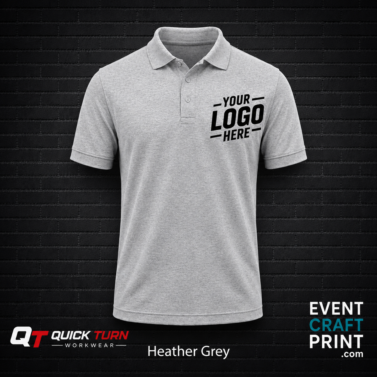 Heather Grey Polo Shirt (Custom Printed)