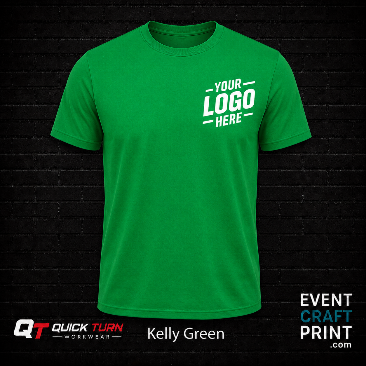 Kelly Green Round Neck T-Shirt (Custom Printed)